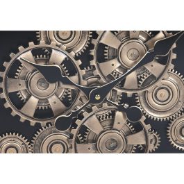 DKD Home Decor Reloj de Pared Loft Marrón Oscuro de Metal, 80cm Ancho x 80cm Alto x 8cm Fondo. Funciona con 3 Pilas AA.