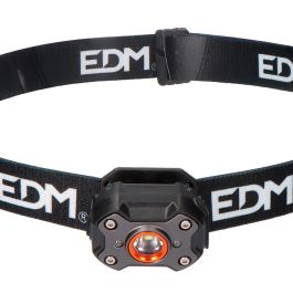 Edm Linterna Frontal Recargable 8W 400lm USB Tipo C, 5 Modos de Luz Incluyendo Flash Rojo, Aluminio