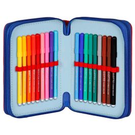 KARACTERMANIA Plumier Capitán América Marvel Estuche Escolar Completo con 18 Lápices de Colores y 18 Rotuladores 21x14x7cm