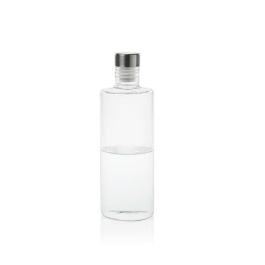 Andrea House Botella de Vidrio Transparente 1 Litro con Tapón de Acero Inoxidable Antigoteo Ø 8 x 29 cm