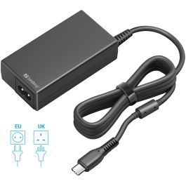 Sandberg PD65W Cargador USB-C 65W Carga Rápida para Smartphones, Tablets y Portátiles con Cable USB-C, Enchufes EU y UK