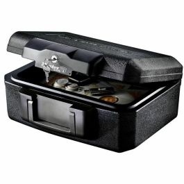 Master Lock Caja fuerte ignífuga transportable de 5L para documentos, USB y soportes multimedia, con cerradura de llave, negra.