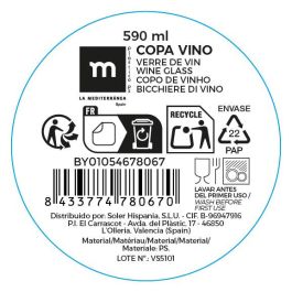 Inde Copa Vino 590 ml Ps La Mediterranea 21.1 cm alto x 9.6 cm ancho x 6.5 cm largo