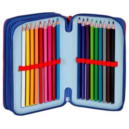 KARACTERMANIA Plumier Capitán América Marvel Estuche Escolar Completo con 18 Lápices de Colores y 18 Rotuladores 21x14x7cm