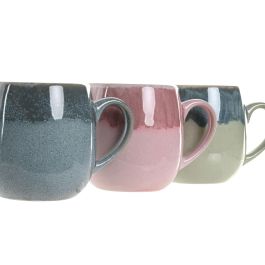 DKD Home Decor Mug Moderno Gres Esmaltado Verde Azul 450ml (12 Unidades) Apto Microondas y Lavavajillas 9 x 9.5 x 12.5 cm