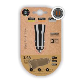 Tech One Tech Cargador doble mechero coche 2.4A -12W, compatible con Apple/Android/Tipo-C, carga eficiente Precio: 4.79000038. SKU: B1HNAEDALQ