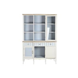 DKD Home Decor Vitrina Mediterraneo Bayona 2023 Blanco Azul Celeste Madera Cristal 44 x 199 x 141.5 cm