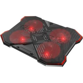 GENESIS Oxid 260 Base Refrigeradora para portátiles hasta 17.3" con 4 ventiladores, 8 Ángulos Ajustables, Gaming Negro/Rojo