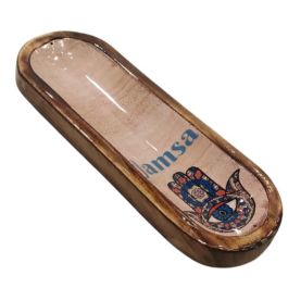 DKD Home Decor Bandeja Vaciabolsillos Árabe Marrón Multicolor Mango 10 x 3 x 28 cm