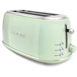 Sweiss GRV7 Tostadora Vintage de 2 Ranuras, 1500 W, Color Verde