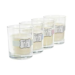 DKD Home Decor Vela Perfumada de Cera y Cristal 8x8x9 cm 30h Colores Surtidos (12 Unidades)