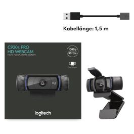 Logitech Webcam C920s HD Pro Enfoque Automático 1080p Full HD con Tapa de Privacidad