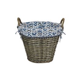 DKD Home Decor Cesta de Mimbre y Poliester Blanco y Azul, 44 cm Ancho x 44 cm Largo x 42 cm Alto, 1 kg Precio: 16.30596. SKU: S3028901