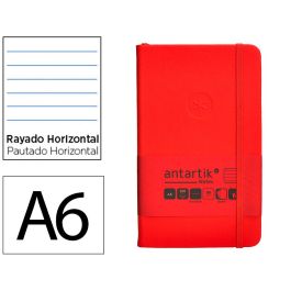 Cuaderno Con Gomilla Antartik Notes Tapa Dura A6 Hojas Rayas Rojo 100 Hojas 80 gr Fsc