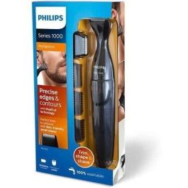 Philips MG1100 / 16 Recortadora de Precisión y Mini Afeitadora DualCut, 3 Peines Barba, Impermeable, Pilas AA