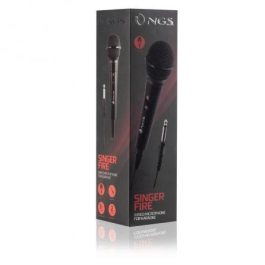 NGS Micrófono Vocal SINGERFIRE para Karaoke con Cable de 3 Metros y Botón ON/OFF, Sonido Profesional Uni-direccional