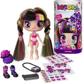 Muñeca - LANSAY - 55103 - Decora Girlz - Mini Muñecas de Moda para Personalizar - Luna