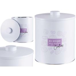 Bote Hojalata Redondo Blanco Cookies Kinvara 17x20x17 cm (12 Unidades) Precio: 86.88999957. SKU: S3611013
