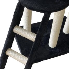 JIPSY ALC14 Árbol para gatos mediano, con nicho y percha, 3 plataformas, Negro, 79x34x138 cm