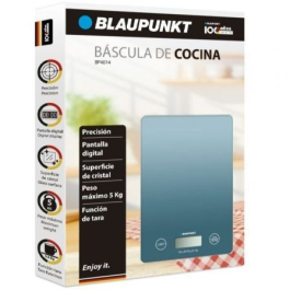 Blaupunkt BP4014 Báscula de Cocina Electrónica Digital | 5 kg Capacidad | Función Tara | Superficie de Cristal Azul