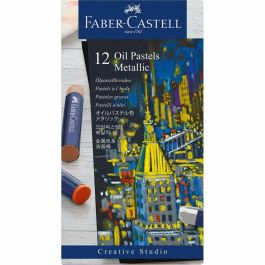 FABER-CASTELL Lápices de Pastel al Óleo Metálicos, Caja de Cartón con 12 Unidades