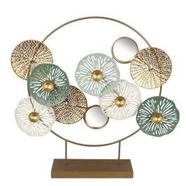 DKD Home Decor Decoracion Oriental Dorado Verde Menta Metal Espejo Nenufar 8 x 46 x 44 cm Precio: 23.3772. SKU: S3032195
