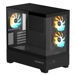 Gigabyte C201 Caja de PC Negra Midi Tower m-ATX con Soporte Radiador 360mm y 3 Ventiladores Preinstalados