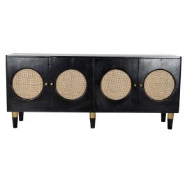 DKD Home Decor Buffet Moderno Negro Natural Mango Ratan 40 x 65 x 150 cm