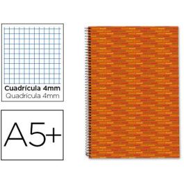 Cuaderno Espiral Liderpapel Cuarto Multilider Tapa Forrada 80H 80 gr Cuadro 4 mm Con Margen Naranja