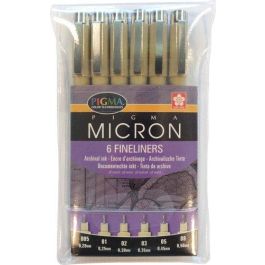 Talens Rotuladores Permanentes Pigma Micron Fineliner Negro - Estuche de 6 con Puntas de 0.2 a 0.5 mm Precio: 9.5000004. SKU: S8418306