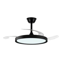 Cristalrecord Ventilador de Techo Polaris Negro LED 3CCT Aspas Retráctiles Ø106 cm DC 43W Silencioso 4430 lm Luz 3000K-5700K