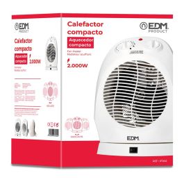 Edm Calefactor Compacto Oscilante 1000-2000W Blanco, Posición Aire Fresco, Protección Sobrecalentamiento 220-240V
