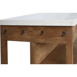 DKD Home Decor Isla Cocina India 1c24 Madera Marmol Marron Blanco 77 x 92 x 147 cm