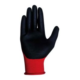 Juba Guante Econit Foam Nylon con Palma Nitrilo Microfoam, T-7 S, Rojo y Negro, Flexible y Agarre en Seco/Húmedo/Aceitoso