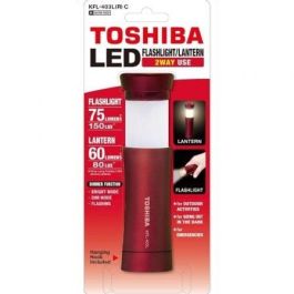 Toshiba KFL-403L Linterna 2 en 1 LED Duradera, 75 Lúmenes Linterna, 60 Lúmenes Farolillo, 3 Pilas AAA, Aluminio Rojo, 3 Modos de Luz