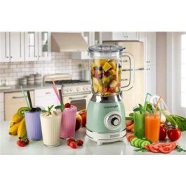 Ariete 583/04 Batidora de Vaso Vintage con Vaso de Vidrio, 4 Velocidades, Color Verde