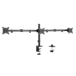 Ewent EW1513 Soporte de Escritorio para 3 Monitores (hasta 27" / 68,6 cm) - Capacidad 7kg, VESA 75/100, Ajustable, Negro