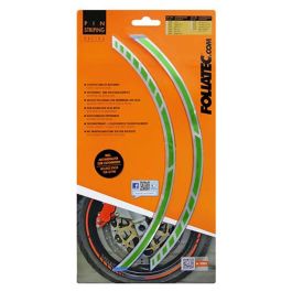 Foliatec FO34444 Pin Striping Racing Verde 14 Bandas 7mm x 41cm Autoadhesivas, Resistente UV para Llantas de Bicicleta con Espaciador