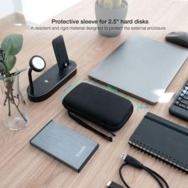 TooQ TQBC-E2503B Funda Rígida Estuche de Transporte para Disco Duro Externo 2.5" Compacto con Cremallera Negro