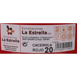 Cacerola Esmaltada con Tapa 20 cm Rojo - La Estrella (6 Unidades) Cacerola Esmaltada con Tapa 20 cm Rojo - La Estrella (6 Unidades)