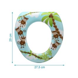KioKids Reductor WC Acolchado Monos para Niños +12 meses - Cómodo, Higiénico y Multicolor para Inodoros Estándar