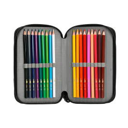 Antartik Plumier Escolar Triple Cremallera Color Azul 36 Piezas