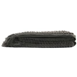 DKD Home Decor 2c25 Manta de Sofá de Punto Poliéster Chenilla 360 gsm Topo Gris 170x130 cm (2 Unidades)