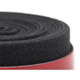 Digitus Klettband Kabelmanagement System, Pilzkopfband 2,5 m, Flausch y Klettband 5 m, Negro/Rojo, Autoadhesivo