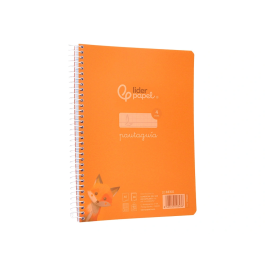 Liderpapel Cuaderno espiral A5 Pautaguía Tapa Plástico 80h 90gr Cuadro Pautado 4mm Color Naranja