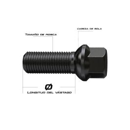 Omp OMPS09881401 Juego 4 Tornillos M14x1.25 Cónico Largo 48mm Llave 17 Negro DIN 10.9