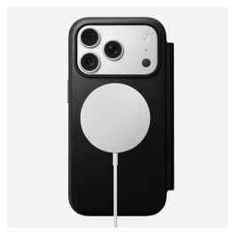 Nomad Modern Leather Folio para iPhone 17 Pro - Funda tipo libro con MagSafe, 3 bolsillos para tarjetas, Negro