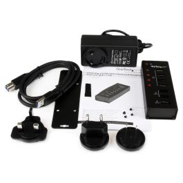 StarTech 4PT USB3 HUB PLUS 3 CHARGE PTS Hub Concentrador USB 3.0 de 4 Puertos y 3 Puertos de Carga con Carcasa de Metal 5Gbps Negro