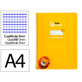 Liderpapel Cuaderno espiral A4 tapa blanda 80 hojas cuadro pautado 3mm color amarillo Precio: 11.79000042. SKU: B18LXM6BC7