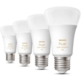 Philips Hue White Ambiance, bombilla LED conectada E27, 60W equivalente, 800 lumen, 4 paquete, Bluetooth Compatible Philips Hue White Ambiance, bombilla LED conectada E27, 60W equivalente, 800 lumen, 4 paquete, Bluetooth Compatible